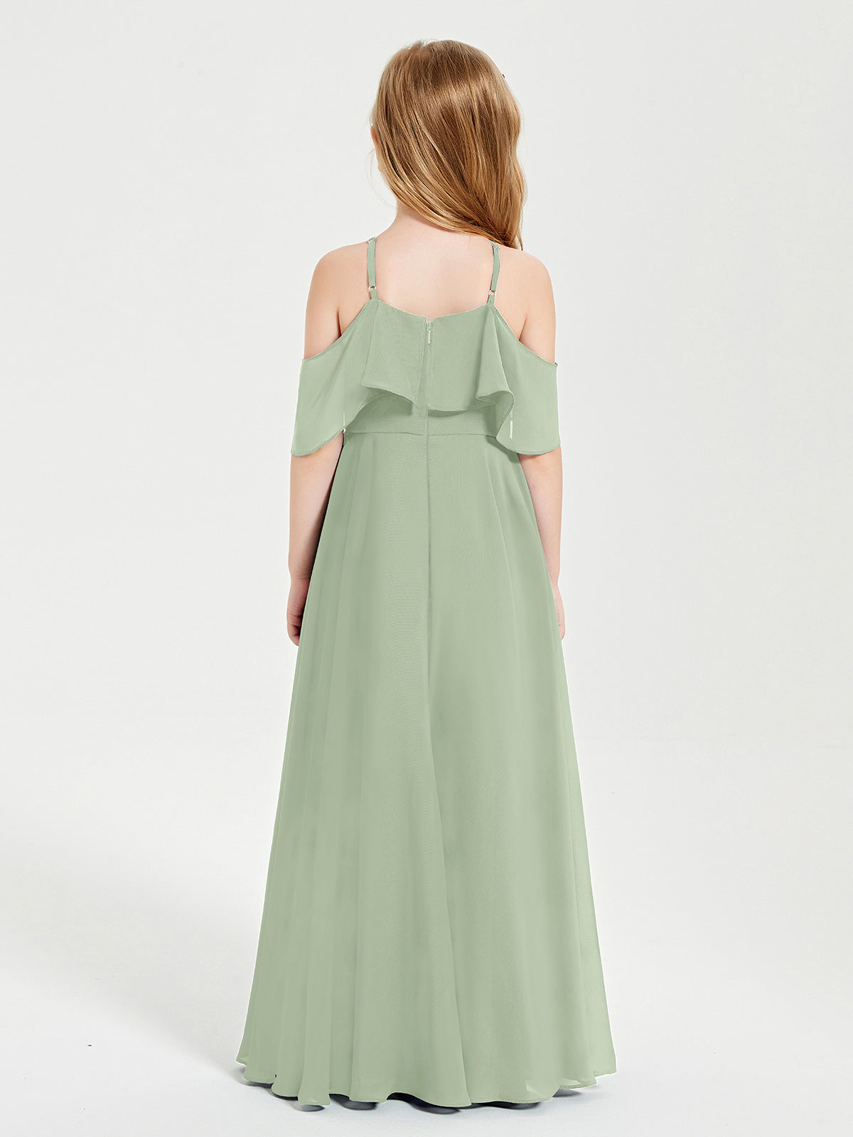 Off-the-Shoulder Long Dresses for Junior Bridesmaids Dusty Sage